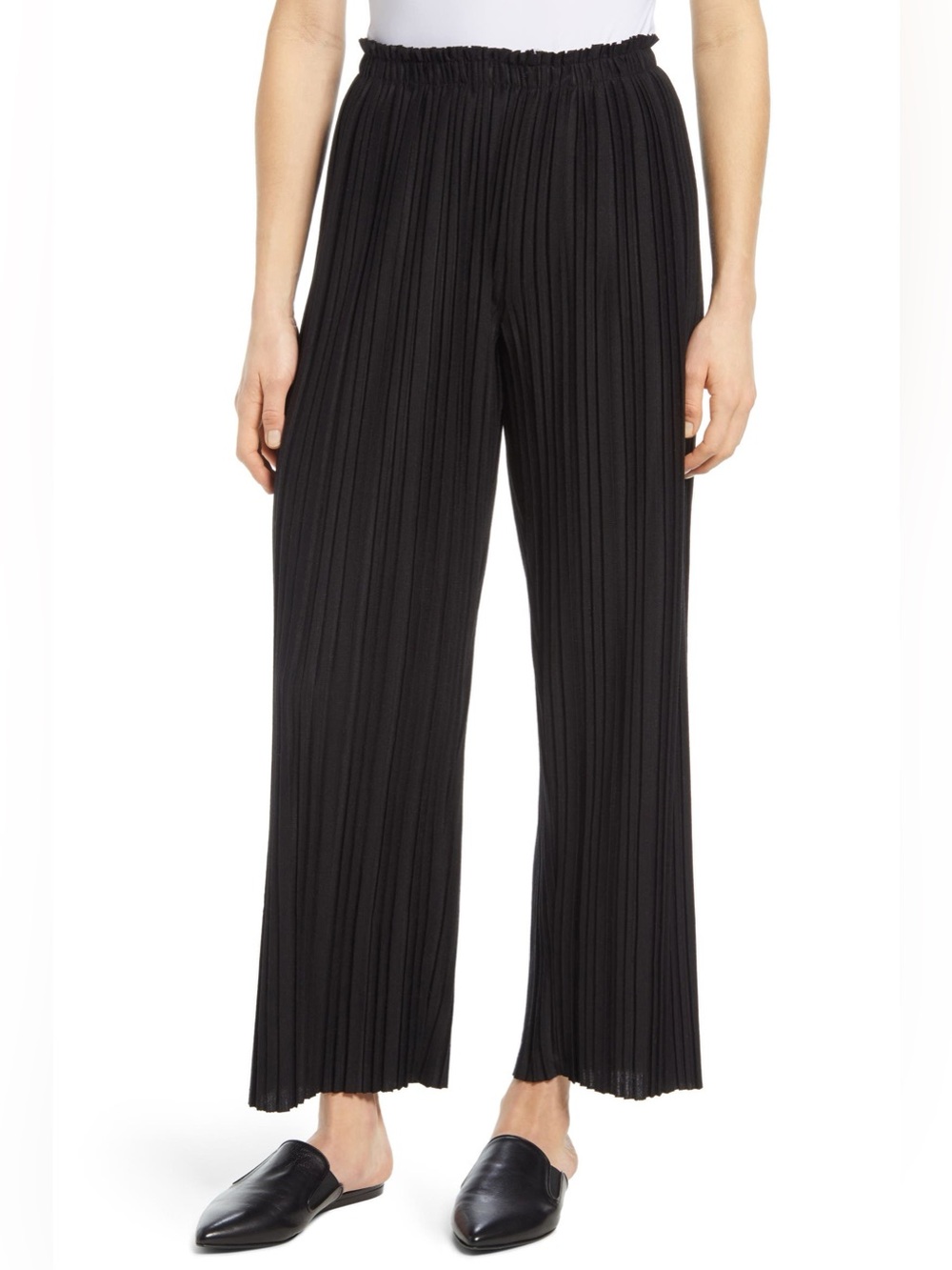 Sundays Rose Pleat Wide Leg Pull-On Pants Black Size 1 Loungewear 27” Inseam